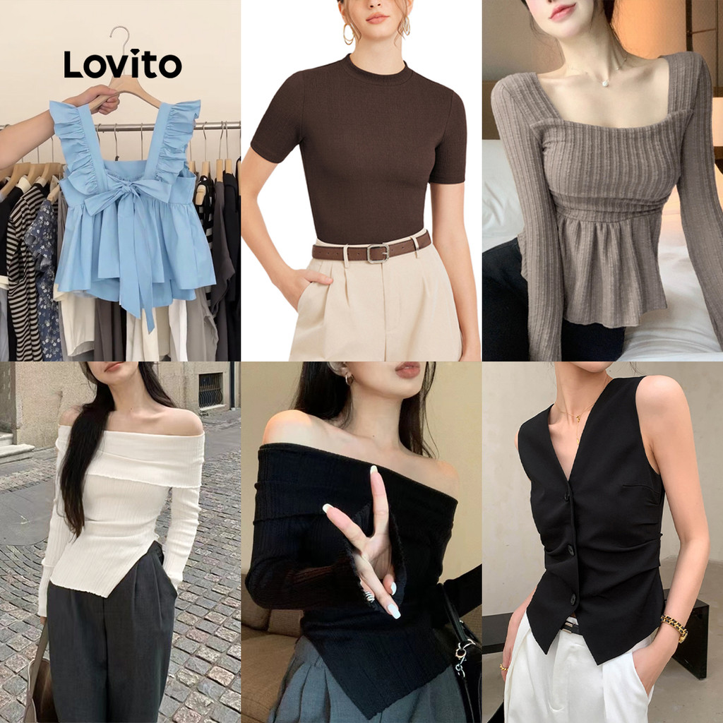 Lovito Tops De Vendas Especiais (Tamanho S) em Oferta na Shopee