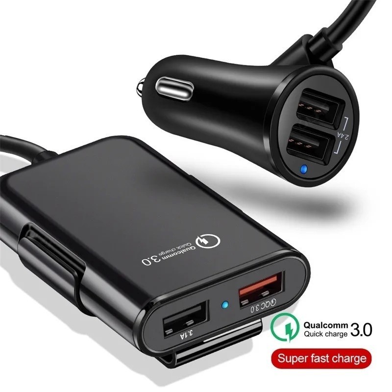 Carregador Celular Veicular 4 Portas Usb E Extensor 2 Portas em Oferta na Shopee