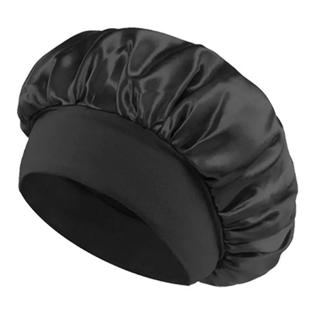Touca de cetim com Faixa Cor Preto – Touca de Dormir Antifrizz  | Fabricante