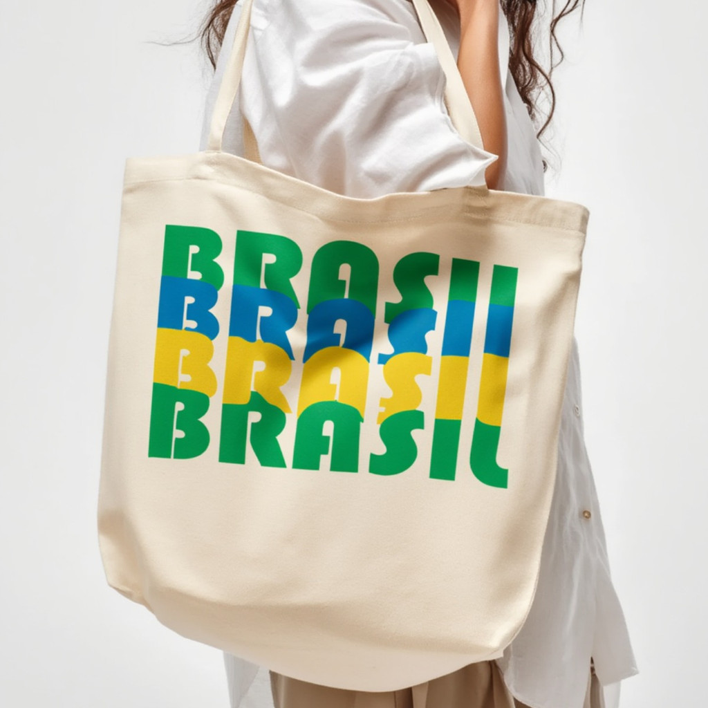 Sacola Ecobag Ecológica Reutilizável Estampado Brasil Algodão Cru 100% Segura Moda 2026