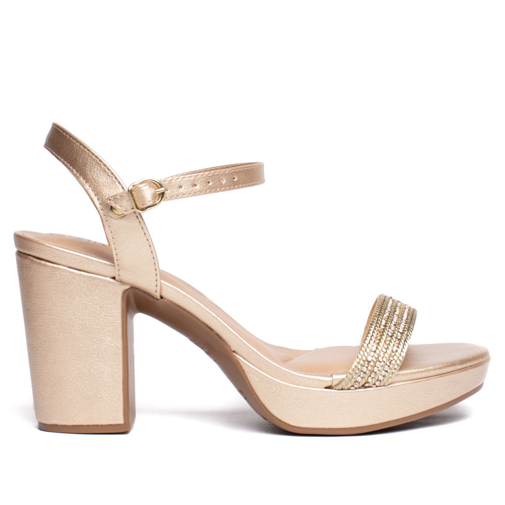 Sandália Feminina Beira Rio Meia Pata Strass Dourado/Bege em Oferta na Shopee