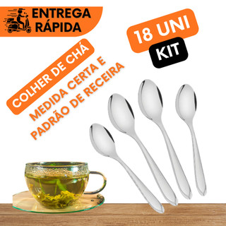 KIT 18 COLHERES DE CHÁ COM 13CM PARA MEXER CHÁ CAFÉ AÇUCAR ADOCANTE FACIL LAVAR NÃO ENFERRUJA