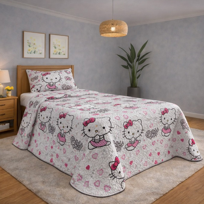 Kit Colcha Cobre Leito Solteiro Bouti Infantil Dupla Face 2 Peças 1,60x2,40m C/ Viés