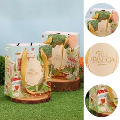 10 SACOLA PÁSCOA MINI 16X13X7CM VILA ENCANTADA 5718 ( PASCOA JANGO 2026 )