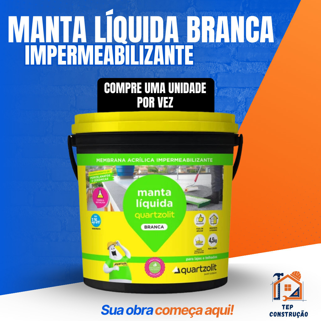 Borracha manta Liquida 18kg Branca Impermeabilizante Quartzolit Elastico Lajes Coberturas em Oferta na Shopee