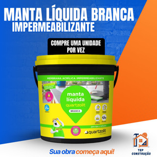 Borracha manta Liquida 18kg Branca Impermeabilizante Quartzolit Elastico Lajes Coberturas em Oferta na Shopee