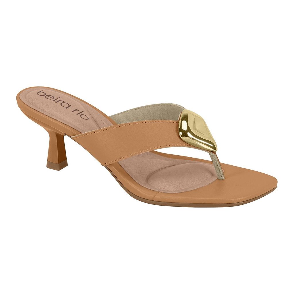 Tamanco De Dedo Feminino Beira Rio Salto Fino Bico Quadrado