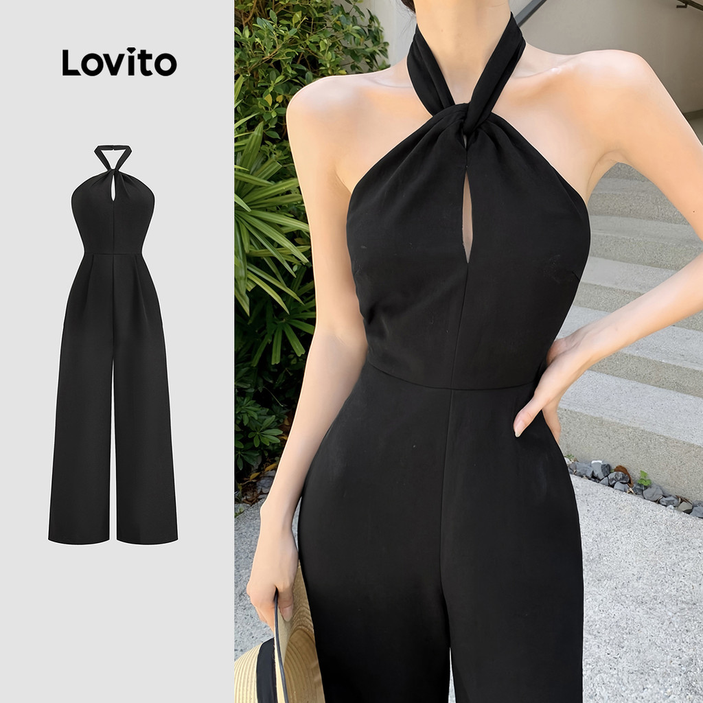 Lovito Macacão Elegante Simples E Versátil Para Mulheres Com Nó Simples L129ED507 em Oferta na Shopee