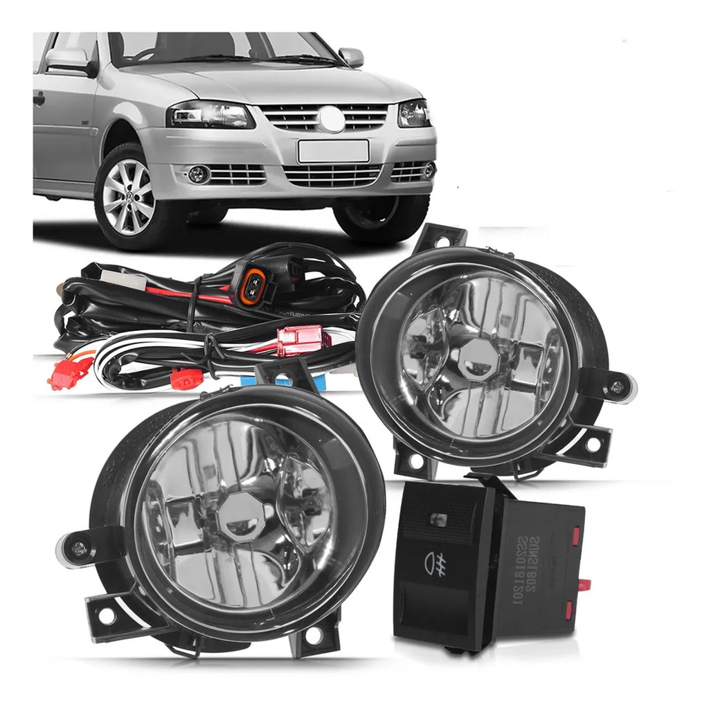 Kit Farol Neblina Milha Gol Parati Saveiro G4 2006 / 2014 Botão Painel