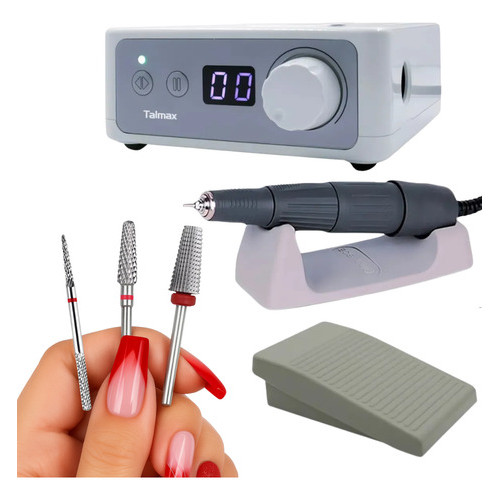Motor Marathon Lixa Eletrica Para Unhas De Gel Kit 3 Brocas Branco Bivolt