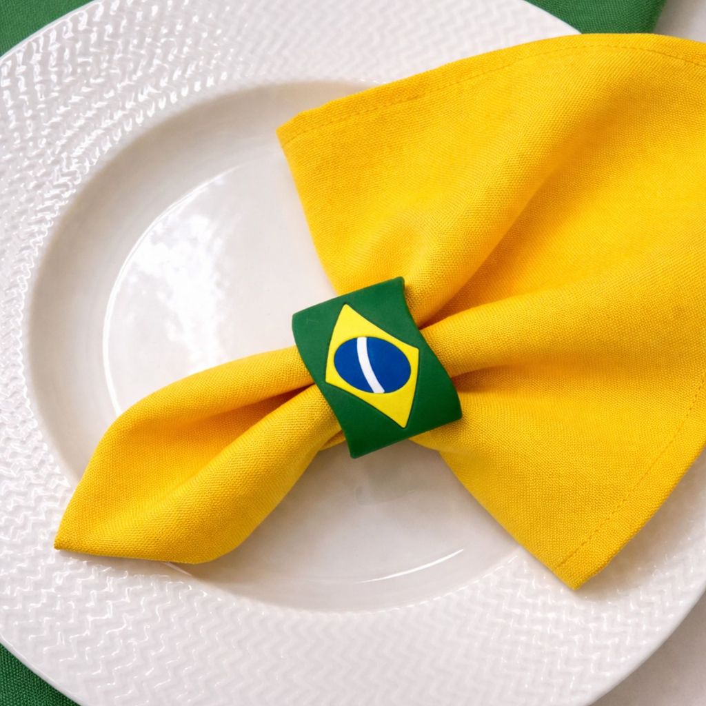 Kit Copa do Mundo Mesa Posta 4 Argola de Guardanapo