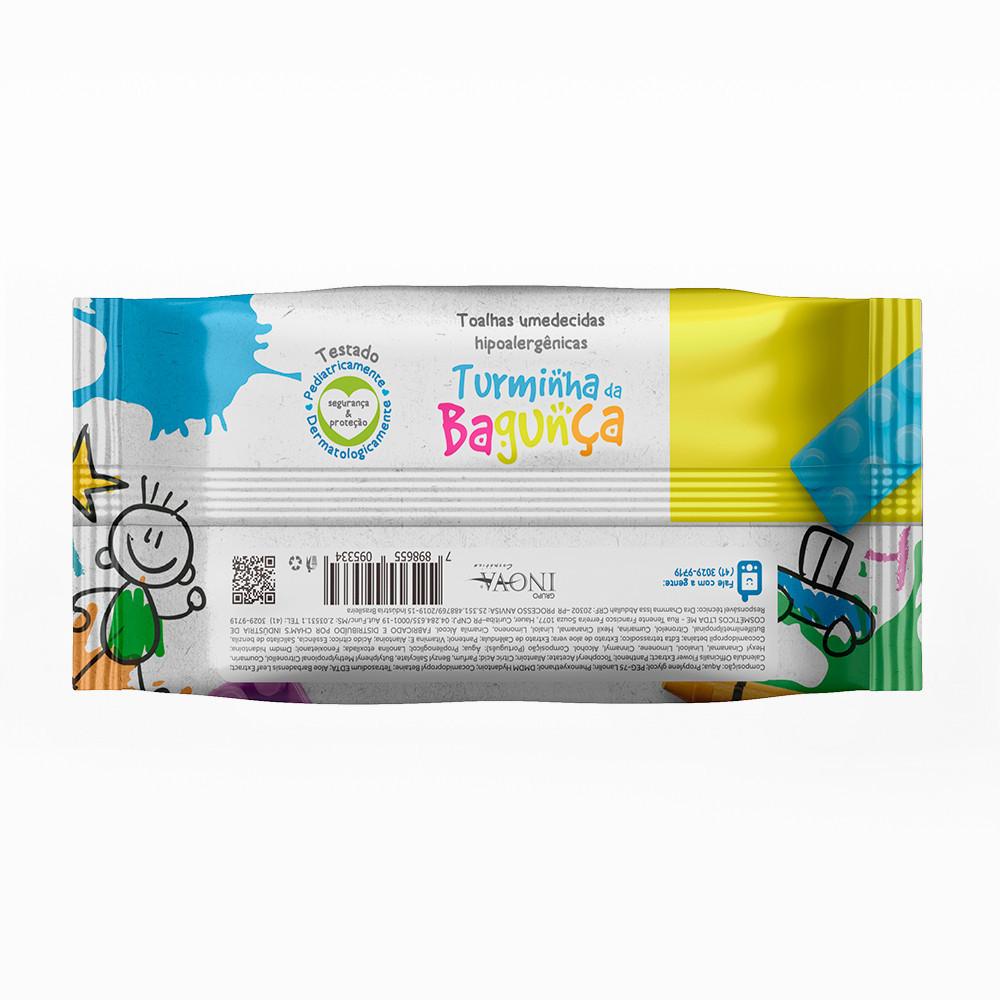 Kit 03 Pacotes Toalhas Umedecidas TURMINHA DA BAGUNÇA 120 Folhas - 19x13 cm com Tampa