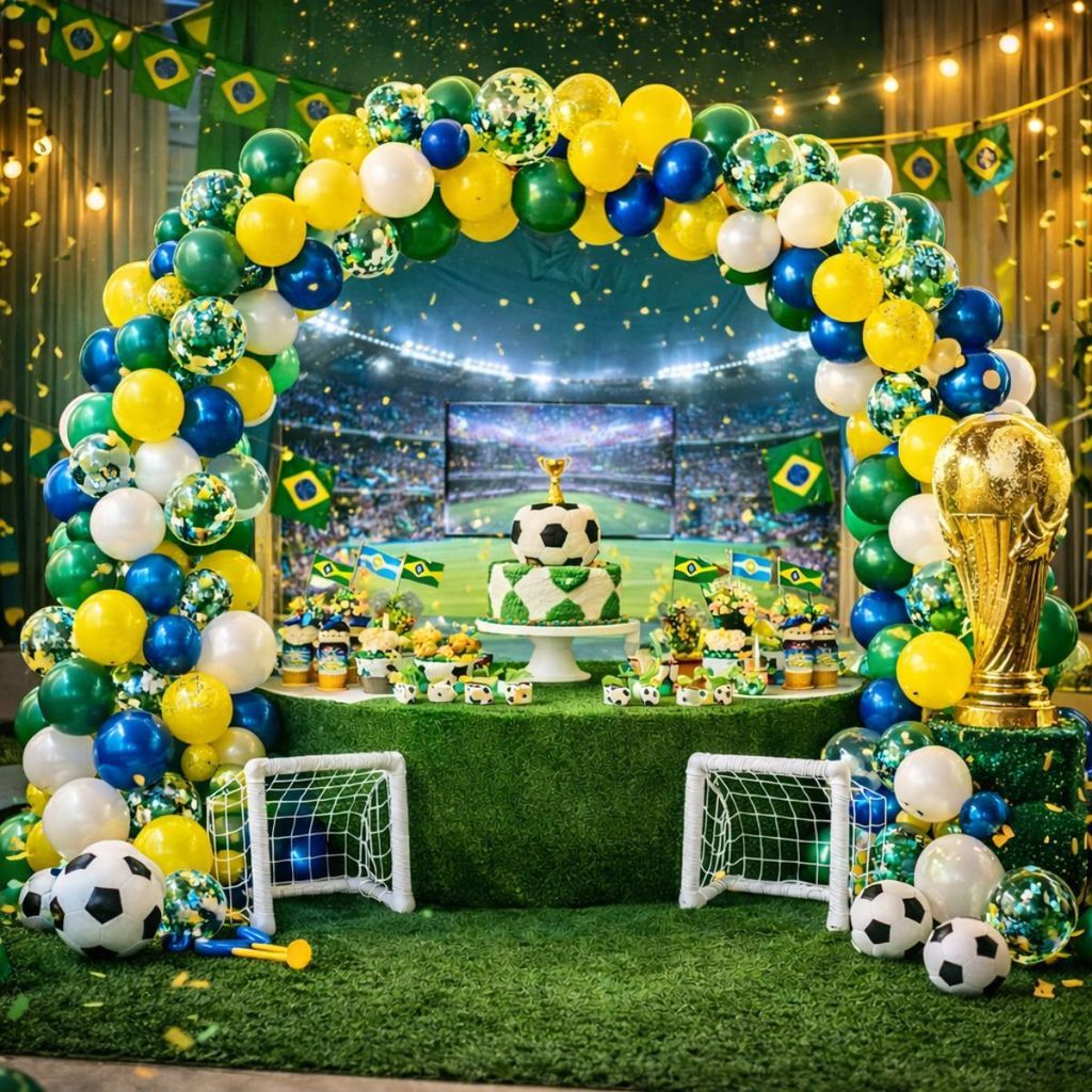 Kit 115 Balões Decoração Copa Do Mundo 2026 Seleção Brasileira Bexiga Brasil Arco Desconstruído