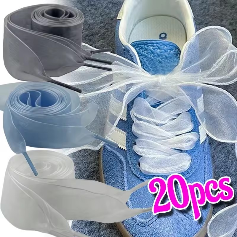 Cadarços De Organza De Largura Estilo Balé-Renda Branca Transparente Ampliada Calçados Esportivos De Lazer-Decoração De 