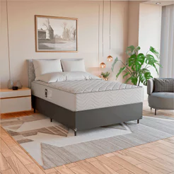 Cama Box Viúva + Colchão Prime Espuma D45 - Couro Preto