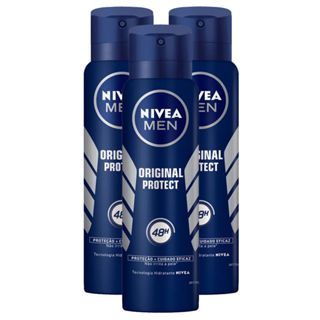Kit 3 Desodorante Antitranspirante Aerosol Nivea Men Original Protect 150ml em Oferta na Shopee
