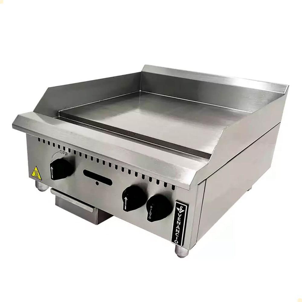 Chapa a Gás Industrial de Mesa Venâncio Aço Inox Manual 60cm Prime 19mm Profissional PCM060G-ME