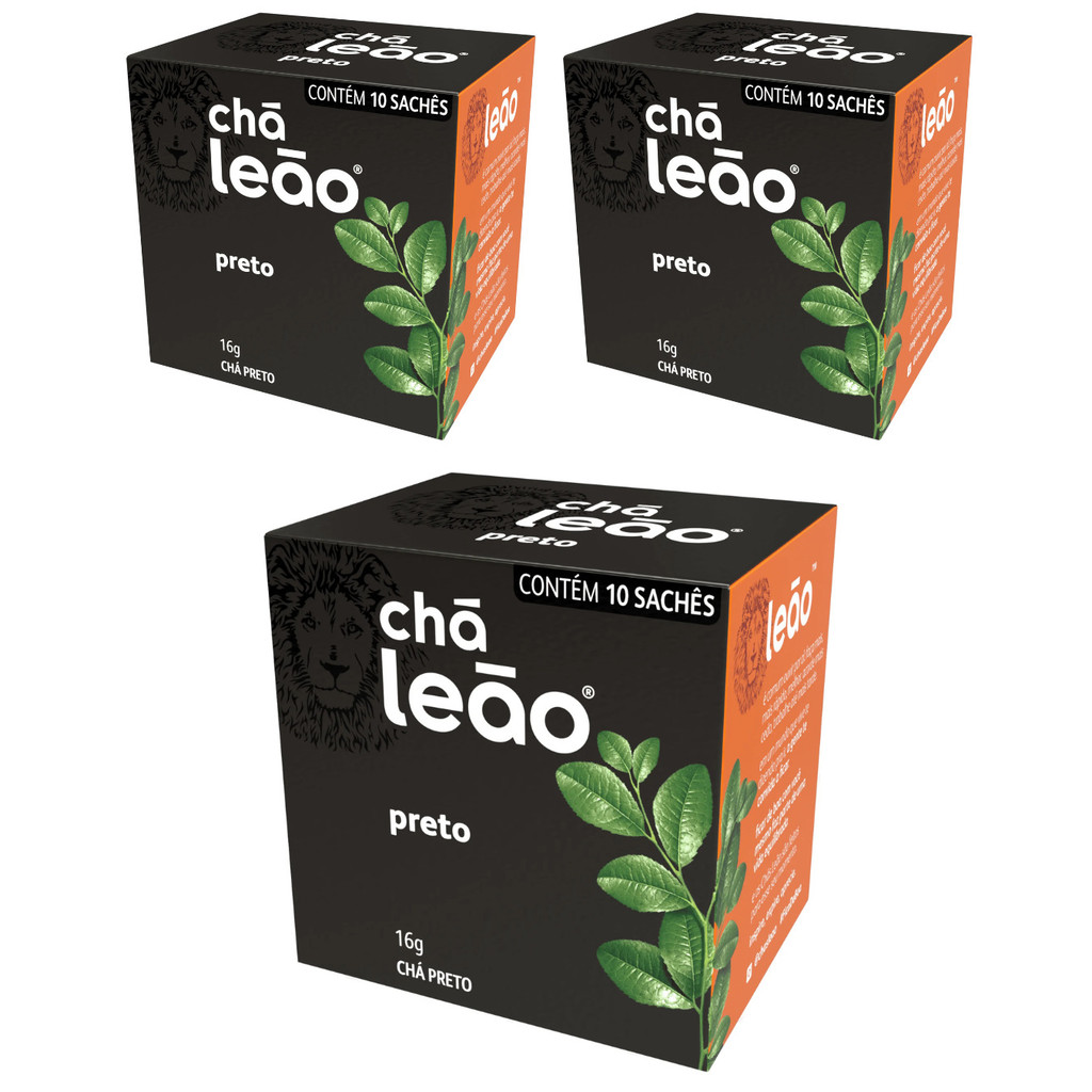 Kit com 3 Chá Preto Natural 10 Sachês- Leão