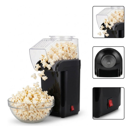 Máquina De Pipoca Pipoqueira Elétrica Sem Óleo Quente Preta