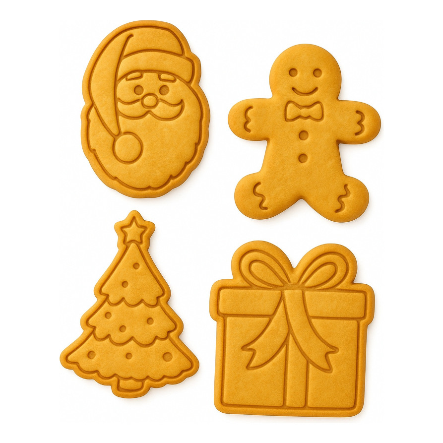 Kit 4 Cortador Biscoito Cookie Molde Papai Noel Feliz Natal Aleatório