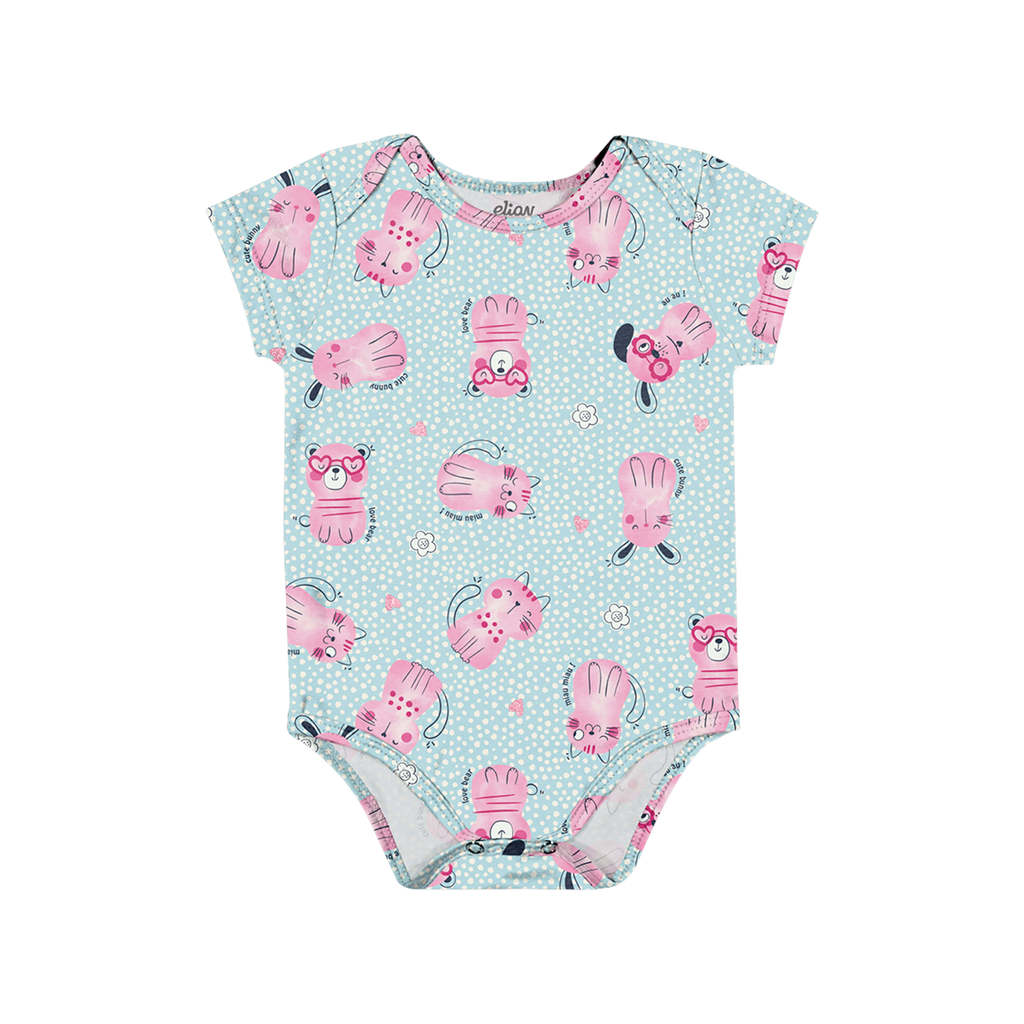 Body Bebê Menina Estampa Delicada Elian Azul