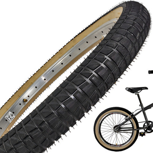 Pneu Bike Aro 20 Pneu Faixa Bege Bicicleta Bmx Aro 20 45 PSI Preto