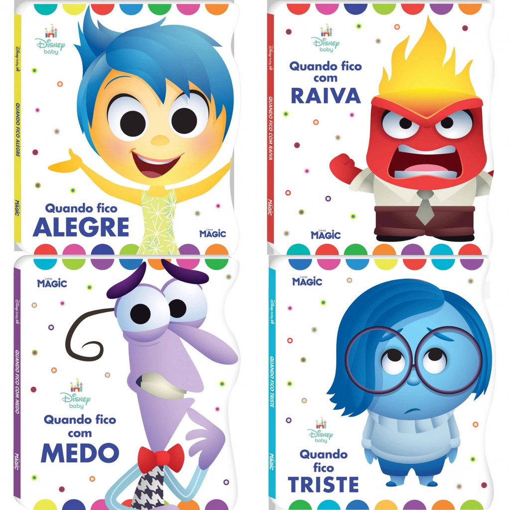 Livro Disney Coleção Emoções Inteligência Emocional Alegria Raiva Medo Tristeza