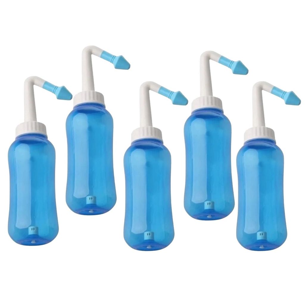 KIT 5 HIGIENIZADOR LAVADOR NASAL LAVAGEM DUCHA 300ML