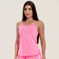 Regata Alça Rosa Confete Poliamida Soft