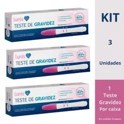 Kit com 3 Teste De Gravidez Caneta Lunis 1 Unidade + Instrução de Uso