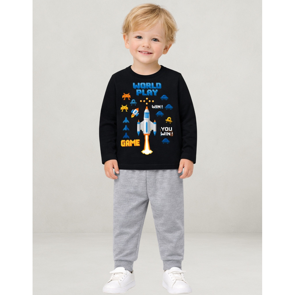 Conjunto Infantil Menino Blusa E Calça Moletom Peluciado Go Outside Confortável Kyly 1001596