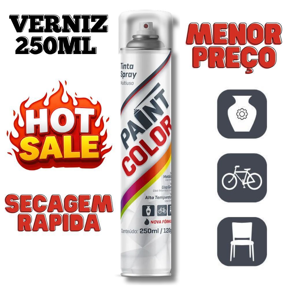 Verniz Spray Multiuso PaintColor 250ml Int/Ext em Oferta na Shopee