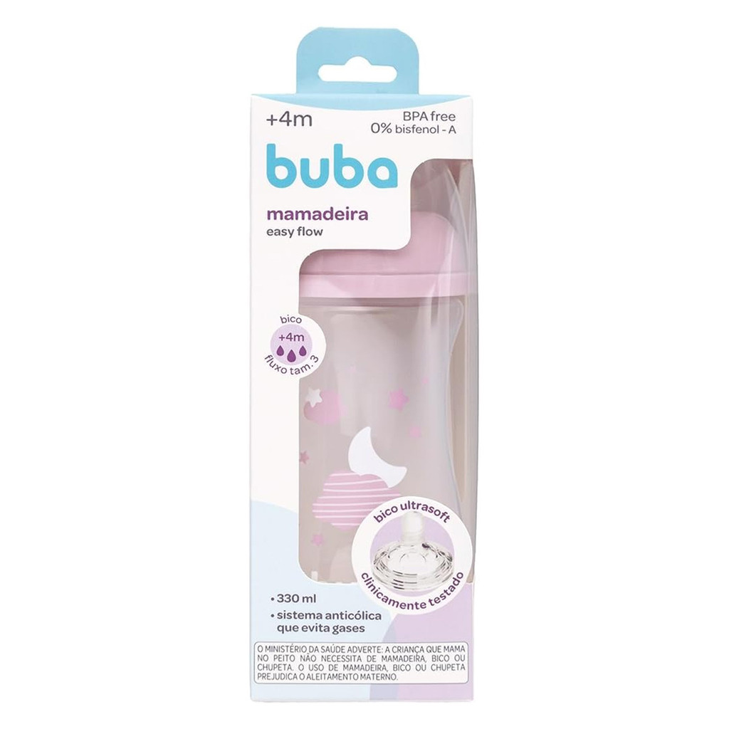 Mamadeira Buba Easy Flow Nuvem Rosa 330ml