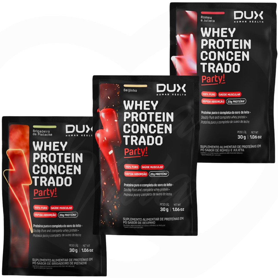 KIT 3 UNID WHEY PROTEIN CONCENTRADO PARTY DUX