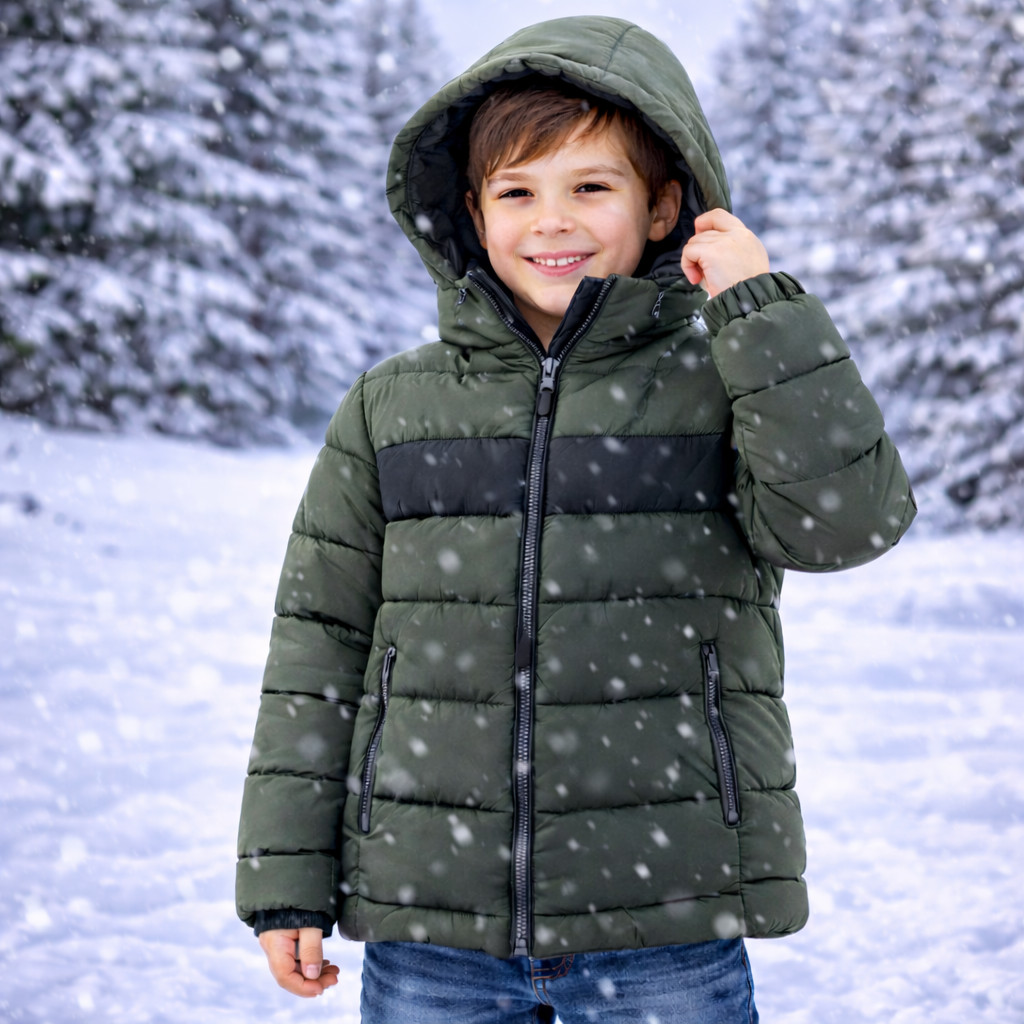 Casaco Puffer Juvenil Menino Bobojaco Nylon Forrado Infantil Jaqueta De Inverno Luxo Estilo Blogueirinho Escolar Nova
