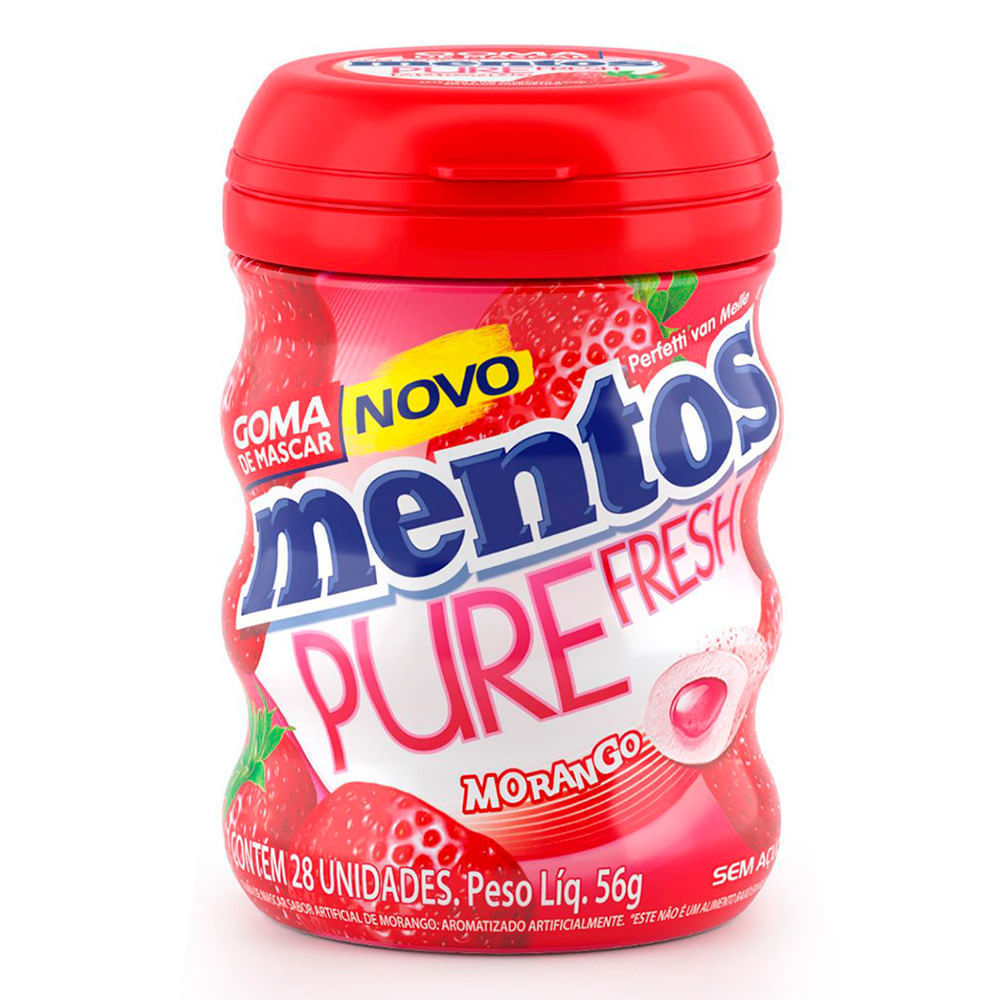 Chiclete Mentos Pure Fresh Morango 56g em Oferta na Shopee