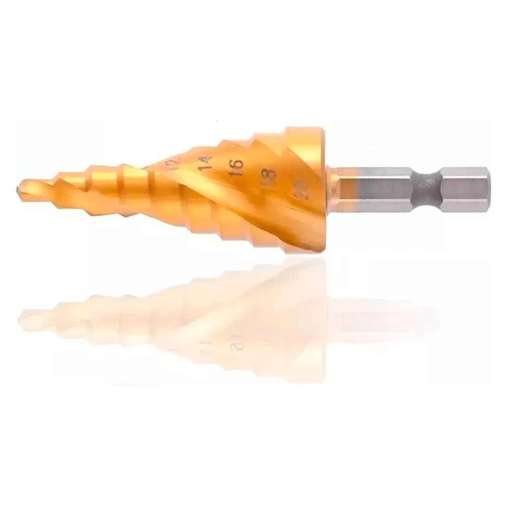 Broca Escalonada Espiral Titânio HSS 4 A 20mm Uso Prof. MTX