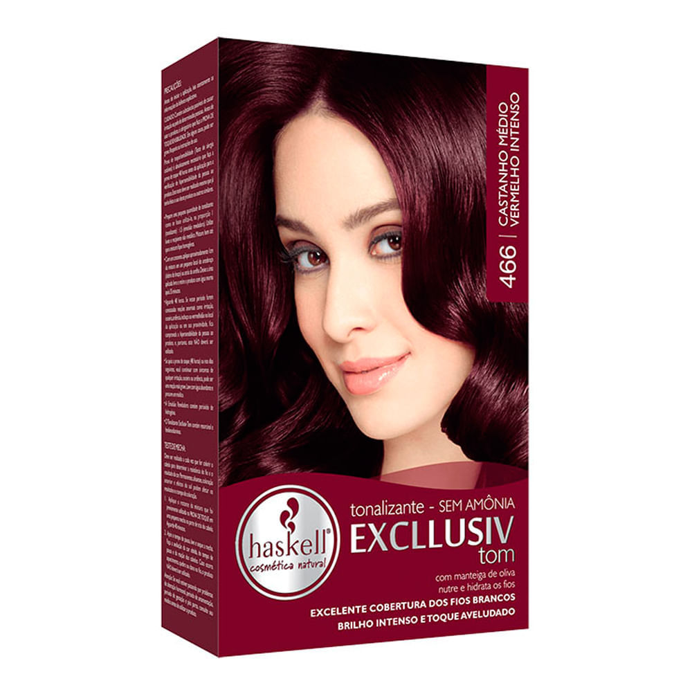 Tonalizante Haskell Excllusiv Tom 466 Castanho Médio Vermelho Intenso em Oferta na Shopee