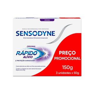 Creme Dental Sensodyne Rápido Alívio com 50g cada Leve 3 Pague 2 em Oferta na Shopee