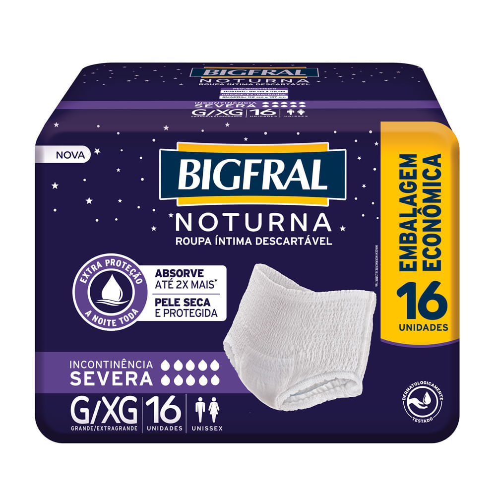 Roupa Íntima Descartável  Bigfral Noturna G/XG 16 Unidades Embalagem Econômica em Oferta na Shopee