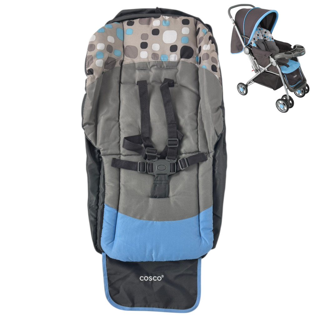 FORRO CAPA ASSENTO + CINTO CARRINHO REVERSE COSCO AZUL