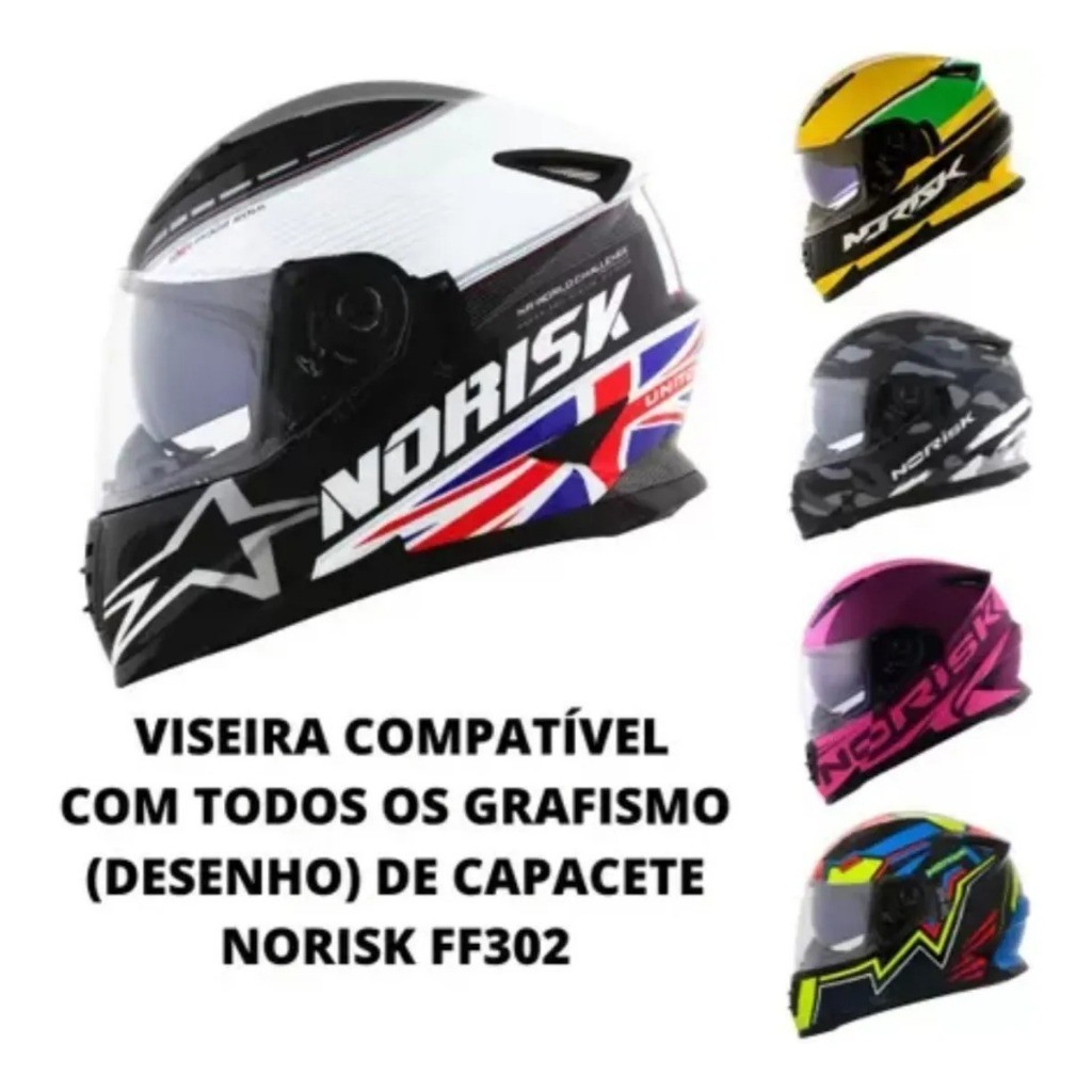 Viseira Para Capacete Norisk Ff302 Soul Texx Wing Cristal — imagem 2 de 2