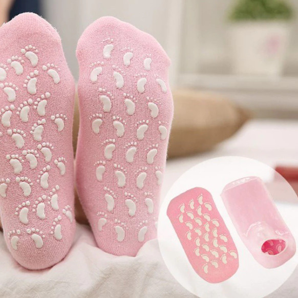 Meias Antiderrapante Par De Meia De Silicone Tratamento Ressecamento Hidrata Hidratação WL-2649