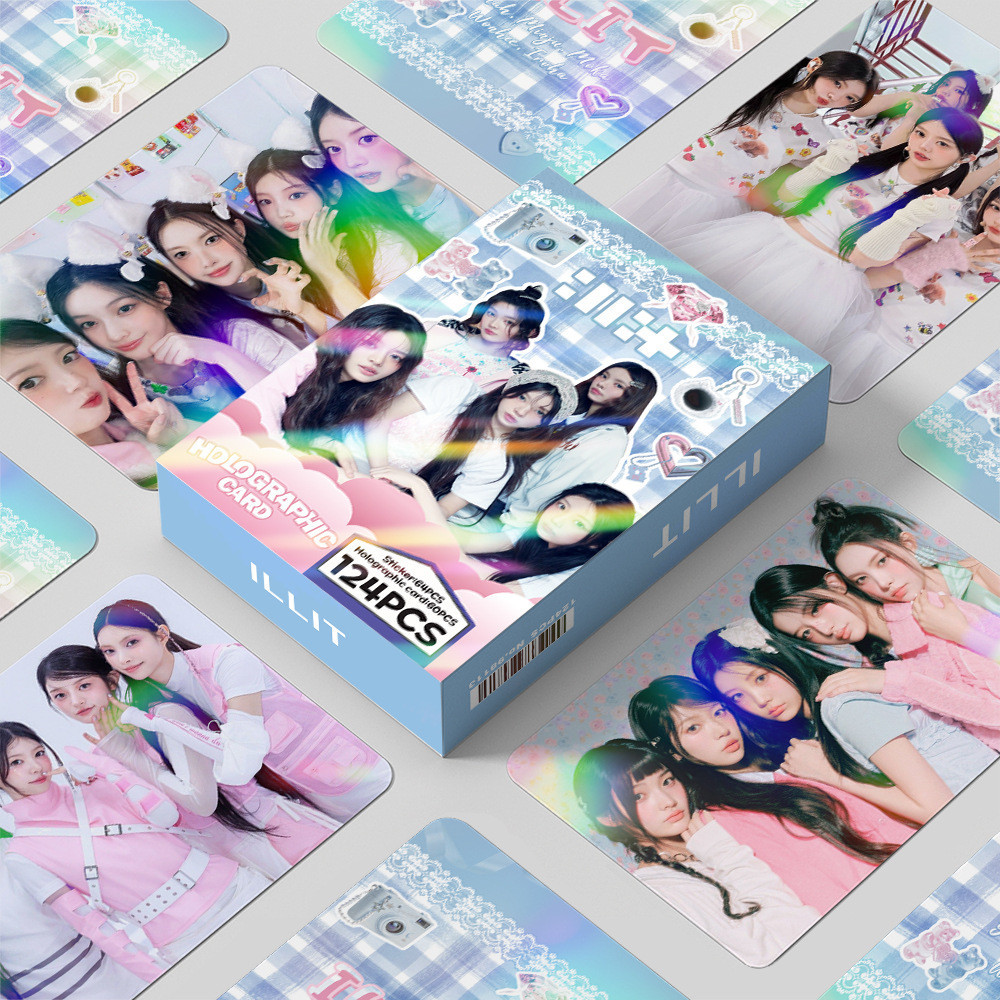 124 Unidades/Conjunto Kpop Idol ILLIT Laser lomo Cartões Postais Para Fãs