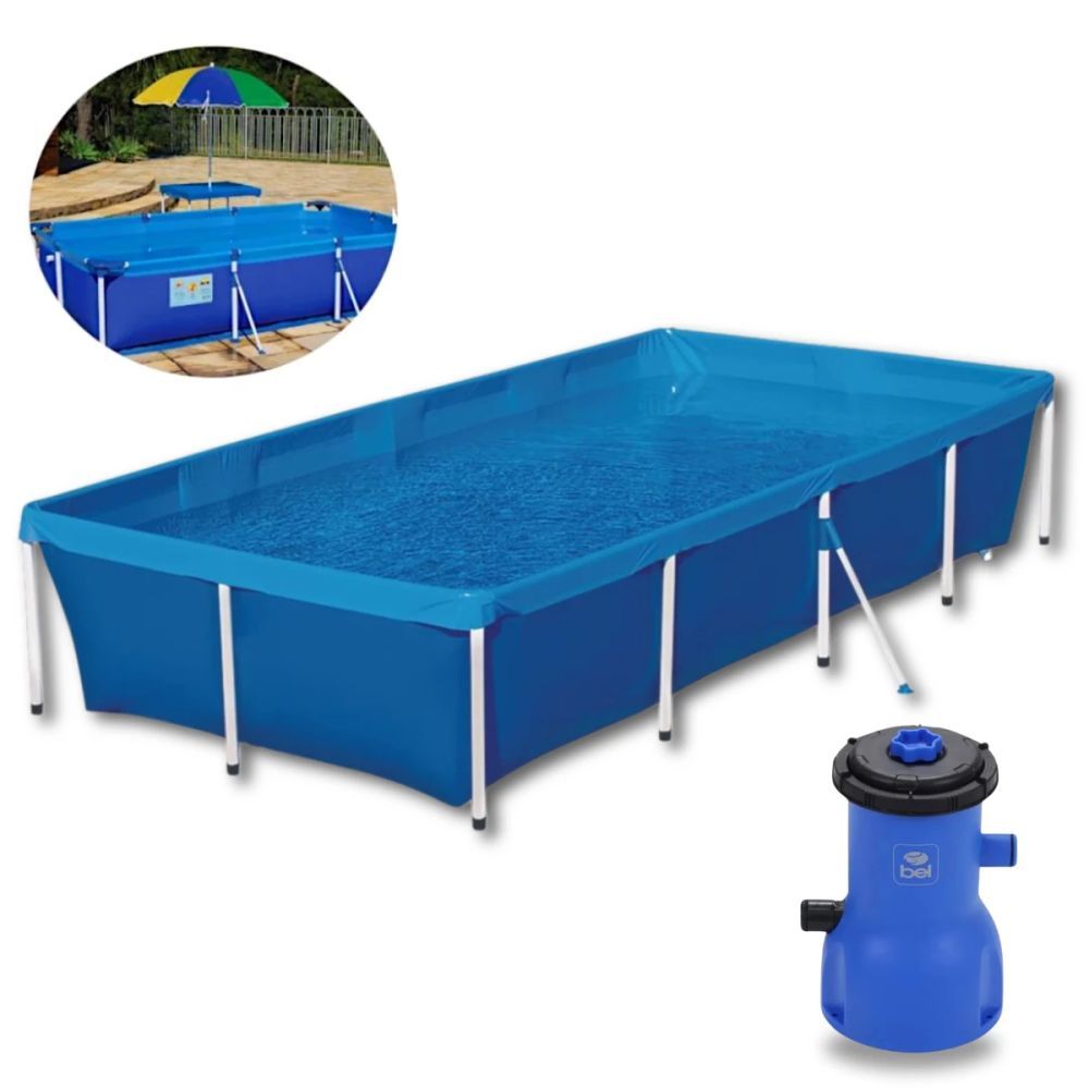 Kit Piscina 3000 Litros Standard + Bomba Filtrante 220v 2006 L/H