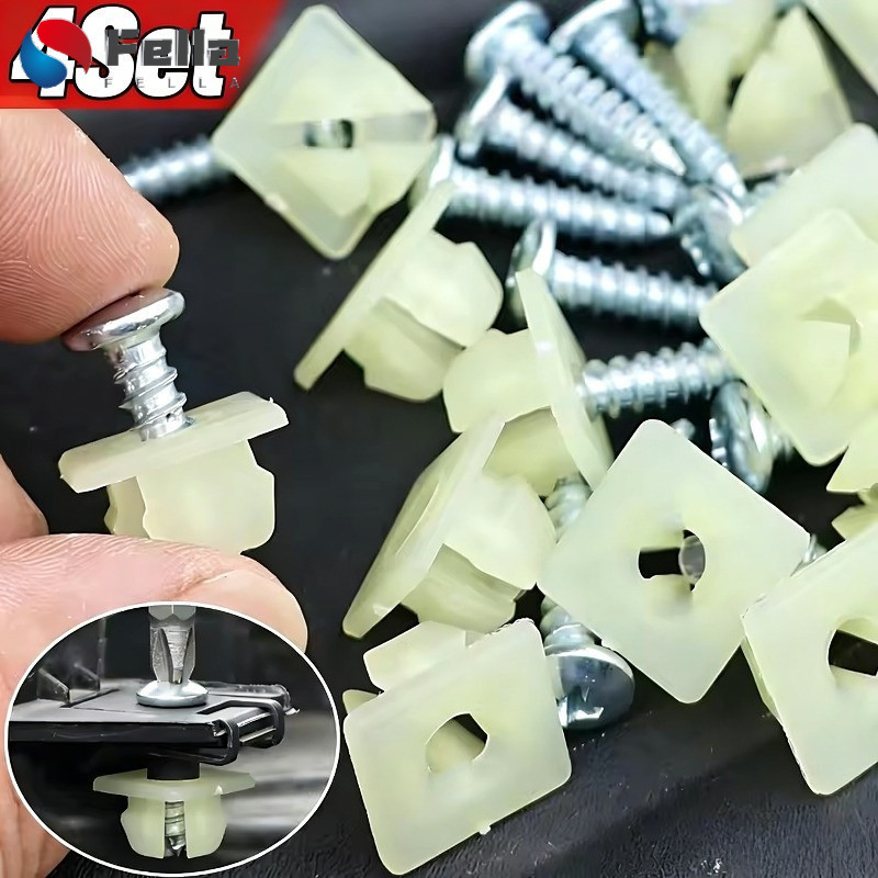 1-4 Conjuntos De Parafusos De Montagem De Placa De Licença Automática-Retentor De Porca Em Forma De U-Prendedor De Pára-
