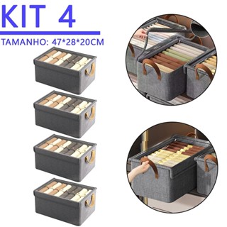 KIT 4 Caixa com Tampa de Armazenamento para Roupas, Brinquedos Infantis, Íntimas e Calças em Oferta na Shopee