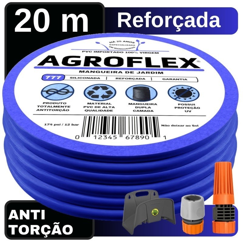 Mangueira de Jardim AgroFlex 20 Metros + Esguicho Tramontina Profissional