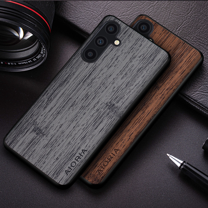 Capa Para Samsung Galaxy A55 A35 A25 A15 A05 A05S Padrão De Madeira De Bambu De Telefone De Couro Luxo coque A35 Caso
