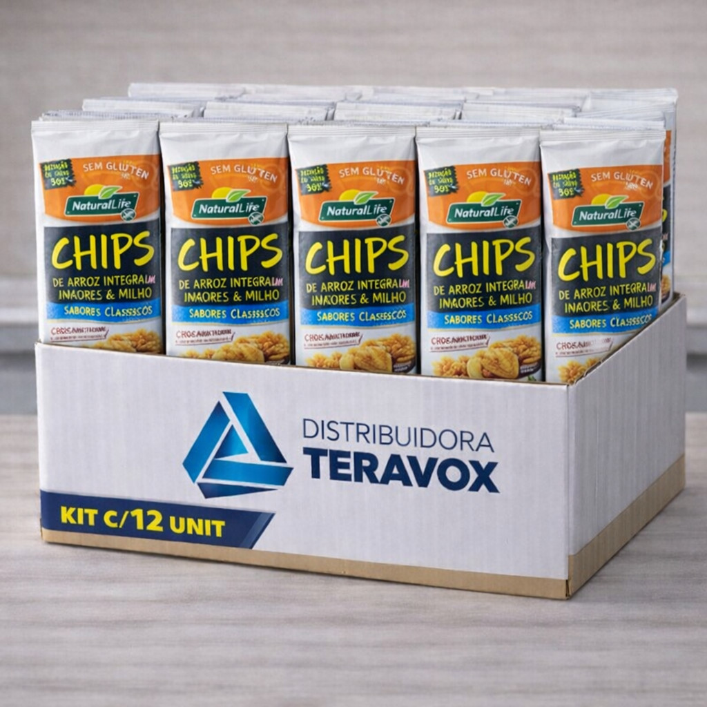 Kit Chips NaturalLife - 12 Unidades Sem Glúten e Redução de Sódio - Sabores Clássicos e Diversos